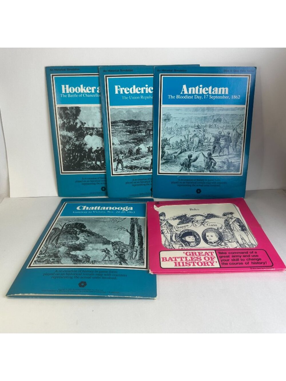 Lot Of 5 SPI Wargame Folios Hooker & Lee Fredericksburg Antietam Etc
